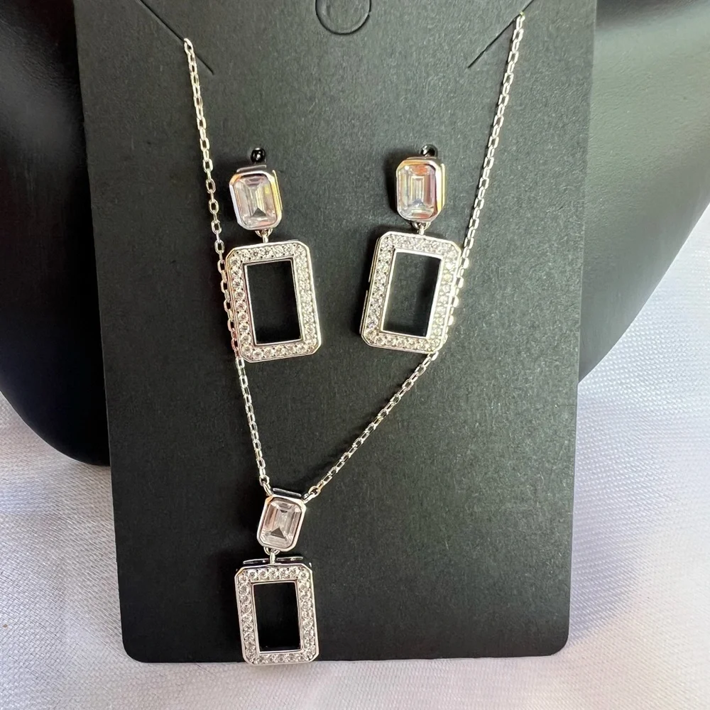 Elegant Necklace and Earrings Sterling Silver 925 Jewelry Set
